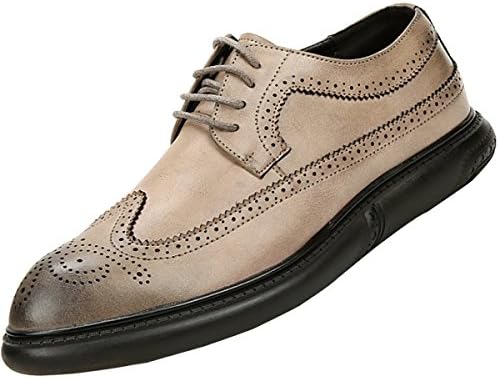 QVRGE Men Casual Shoes Business Dress Shoes Block Locke Carved Shoes,Gray-43EU