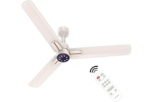 Polycab Wizzy Neo LED 1200mm BLDC Ceiling Fan with remote |BEE 5 Star Rated, Higher Air Delivery|LED Indicator,Reverse,Sleep and Breeze Mode |3 Years Warranty【Beige Rosegold】