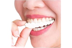 MZNTBW Denti Cosmetici in Silicone Smile Bianchi Snap on Instant Confortevole Snap Cura della dentiera Nuovo impiallacciatura (Inferiore + Superiore)