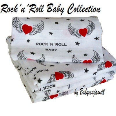 Babymajawelt 12296 Mullwindeln Rock’n’Roll 80/80 – Spucktücher, 5er Pack - 2
