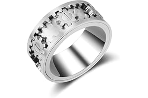AMZCOM Spinnerring Damen Herren Drehring mit Geschenkebox, Fashion Herren Band Ring, Zahnrad Mechanik Täglicher Ring, Zappelringe Zahnradring der Sich bewegt,Freundschaftsringe