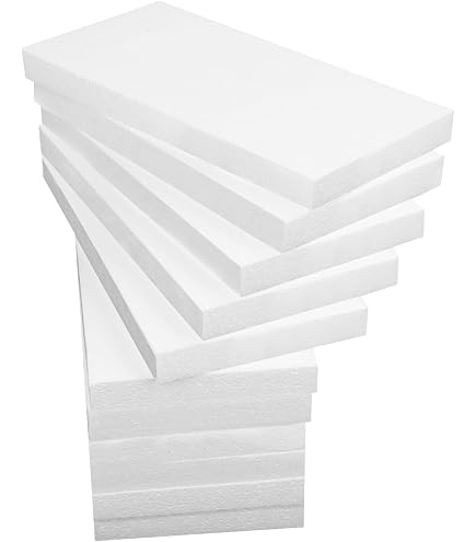 DecoPorex – Blocchi in polistirolo 20 x 20 x 10 cm (2 pezzi) per artigianato - Mattoni quadrati in polistirene per arti e mestieri - Colore bianco