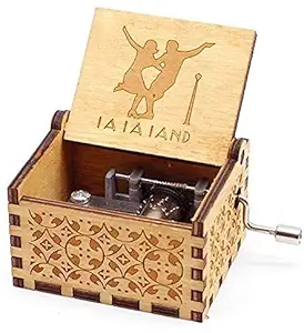 Sherni Wood Hand Crank Music Box for Mom/Dad/Daughter/Son - Unique Gifts for Birthday Christmas Thanksgiving Wedding Valentine Anniversary (La La Land)