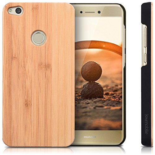 kwmobile Funda para Huawei P8 Lite  2017  - Carcasa Posterior de  Madera  - Case Protector  Duro  en  marr  n Claro 