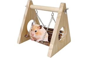 MiOYOOW Leksaksgunga för Hamster, Hänggunga för Råtta, Trägunga för Små Husdjur, Träningsaccessoarer för Hamster, Flygande Ek