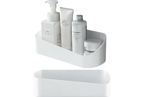 Bncxdc Mensola per Doccia in Plastica, 2PCS Porta Shampoo Doccia, Mensola Autoadesiva per Doccia Senza Foratura Bagno Cucina Camera da letto Organizer Supporto, bianco