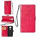 Produktbild pinlu Schutzhülle Für Huawei G7 Plus / G8 / GX8 (5.5 Zoll) Handyhülle Hohe Qualität PU Ledertasche Brieftasche Mit Stand Function Innenschlitzen Design Schmetterling Gras Muster Rose Red