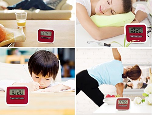 ZeWoo Digital LCD Display Küchentimer Elektronischer Küchenuhr mit Countdown Kurzzeitmesser Kurzzeitwecker Kitchen Timer mit Magnetständer, Rot - 7