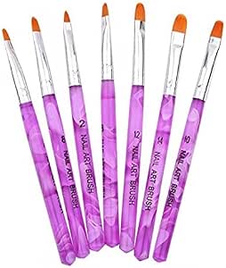 7pcs Pinceaux Brosse Uv Gel Peinture Dessin Ongle Liner Plat Deco Manucure Nail Art Amazon Fr Bricolage