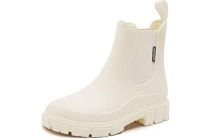 DRECAGE Botas de Agua Mujer Chelsea Lluvia Botines Impermeable Antideslizante Wellington Botas Jardín Trabajo Boots