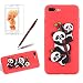 Produktbild Girlyard Hülle für iPhone 8 Plus/ 7 Plus - Weich TPU Silikon Schutzhülle Niedlichen 3D Panda Muster Entwurf Schale Tasche Flexible Gummi Dünn Etui Matt Cover Anti-Stoß Kratzfeste für Apple iPhone 7 Plus/ iPhone 8 Plus (5,5 Zoll) Rot