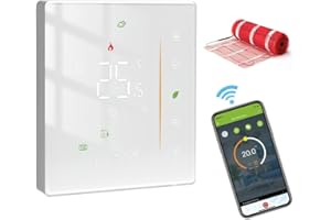 MOESGO MOES Termostato Calefacción WiFi para Suelo Radiante Eléctrico,Termostato Inteligente de Ambiente Programmabile con Clima,Humedad,Compatible con Alexa Echo/Google Home,Control con App(Blanco)