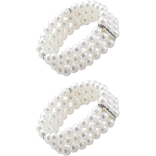 Bracciale Vintage Con Perle Finto E Ciondolo Rosa Floreale – Gioiello Bohémien Per Donna – Regolabile – Ideale Per Matrimonio O Festa
