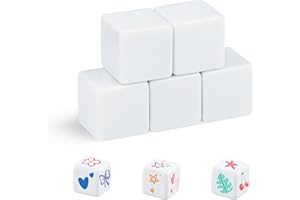 SLAKOZYT Weiß Gerundetes Leeres Sechs,Blankowürfel 6-Seitiger Spielwürfel Blanko Würfelset Groß für Würfel-Unterricht Lernen, Basteln, DIY, Zahlen, Verursachte Sesources Spiel (5pcs-30mm)