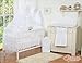 NEW & BEAUTIFUL LARGE WHITE CANOPY / MOSQUITO NET / DRAPE WITH decorative BOW & HEARTS + HOLDER TO FIT BABY COT OR COT BED