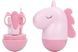DEBAIJIA Bebé Cortauñas Conjunto 4 en 1 Profesional Cuidado de Uñas Tentetieso Manicura Belleza Para Infantiles Recién Nacidos Incluye Cortauñas + Tijeras + Pinzas + Limas de Uñas Regalo (Rosa)