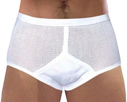 Mens Y Front Briefs Pure Cotton Super Soft Underwear (Medium, Blue)