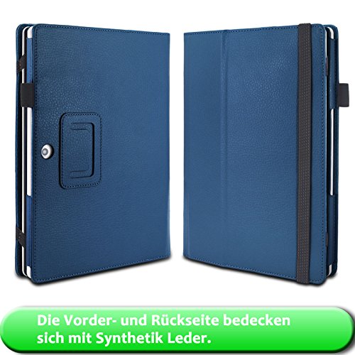 Infiland Acer Aspire Switch 10 E Pro7 SW3-013 Hülle Case -Slim Fit Folio PU-lederne dünne Kunstleder Schutzhülle Cover Tasche für Acer Aspire Switch 10 E (10,1 Zoll) Notebook (mit Auto Schlaf / Wach Funktion, Tablet und Tastatur sind nicht entgehaltet)(Dunkleblau) - 3