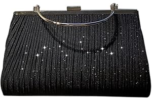CORIOS Clutch de Lentejuelas para Mujer Bolso de Fiesta Brillante Bolsa de Noche Lujoso Bolso de Hombro Bolso de Boda Elegante Bolsos Bandolera para Fiesta Graduación Banquete Boda Negro