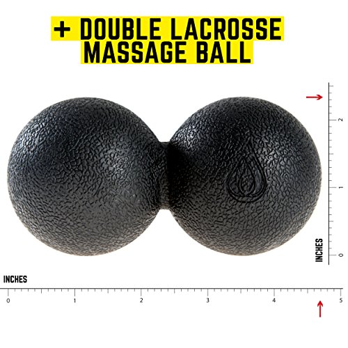 TeamSoda Fitness Massage-Set: 2 in 1 Faszienroller + doppelter Lacrosse Massageball + Massage Roller Stick - 4