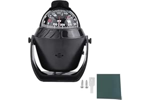 EVER Digital Compass,LED Light Compass,Compass,High Precision Electronic Pivoting Compass with LED Light compatible with Car Boat Marine Navigation (Black)