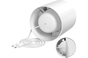 Milduall Ventilador Extractor de Aire 100mm, Extractor de Baño Ventilador en Linea Extraccion Humos 130m³/h, 34dB Silencioso para Baño Cocina Invernadero Tienda Garaje