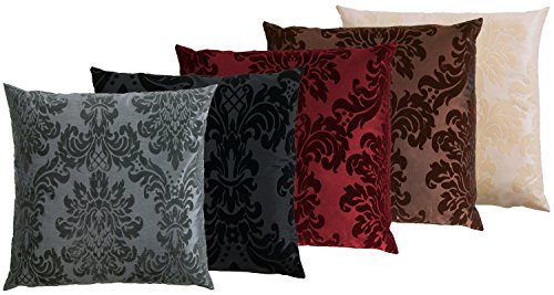 OPUS Kissenhülle 60 x 60 cm Taft Samt Flockdruck in 11 extravaganten Farben (70 Braun) 1 Stück - 2