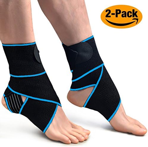 1 Pair Ankle Brace,Oxyland Adjustable Ankle Support Super Elastic and Comfortable Compression Ideal for Sports,Men&amp;Women(Blue)