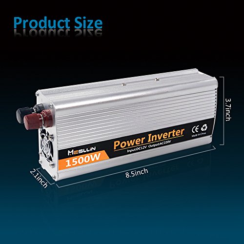 Mesllin Car inverter convertitore 1500 W (3000 W picco) onda sinusoidale modificata DC 12 V a 240 V AC per camion
