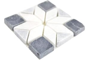 CONWIRE Mini inserto decorativo in pietra naturale, motivo mosaico, antracite, nero, bianco, per decorazione da parete, bagno, WC, cucina