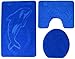 Produktbild Delfin Badgarnitur 3 tlg. Set 55x85 cm Dunkel Blau WC Vorleger mit Ausschnitt geprüft nach OEKO-TEX Standard 100