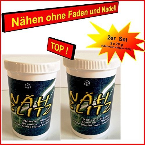 2x Nähblitz Bügelpulver Flickpulver Textilkleber Nähen ohne Nadel und Faden