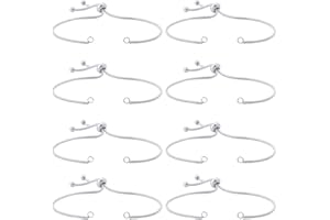 SUNNYCLUE 1 boîte 8 pièces Bracelet Coulissant Réglable 304 bracelet en Acier Inoxydable Curseur Réglable Bracelet Chaîne Curseur Bracelets Curseur Chaînes D'Extension pour la Fabrication de Bijoux Br