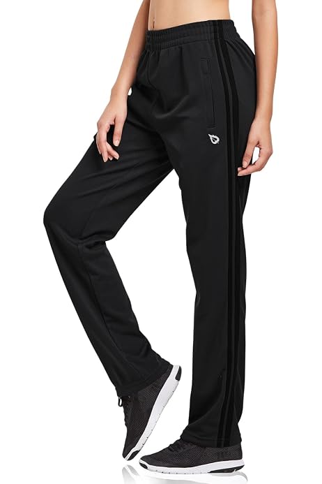 OUGES Womens Cotton Joggers Open Bottom 