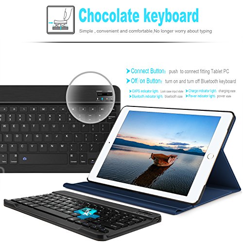 IVSO iPad Pro 10.5 QWERTZ Tastatur, Abnehmbare Wireless Bluetooth Tastatur Schutzhülle mit Standfunction Für Apple iPad Pro 10.5 Tablet, Blau - 2