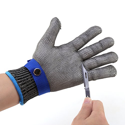 Schnittschutzhandschuhe Handschuhe Schnittfest aus Edelstahl Metall Netzgewebe 1 Stück Passend für Beide Rechte und Linke Hand Schutzgrad 5 (L) - 3