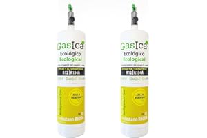 ALL4SALE PACK AHORRO 2 ENVASES GASICA D2 GAS REFRIGERANTE ORGÁNICO AUTOMOCIÓN COCHE 400gr CADA BOTELLA COMPATIBLE CON R134A R12