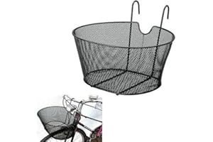 Hongu Cestino Anteriore Ovale con Ganci 38x30x22 CM Bicicletta Cesto Bici Ferro Nero