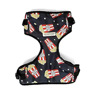 That Dog In Tuxedo Yummy Popcorn Dog Body Harness with Air Mesh (Black, Size XL)