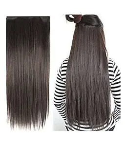 FOK 5 Clip based Synthetic Hair Extension Brown Color-24 inches