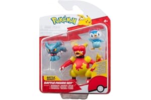 JAZWARES Pokémon zestaw 3 figurek bojowych Tiplouf, Feuforêve, Magmar 5 cm