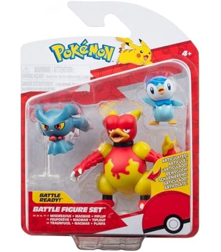 Pokémon Battle Figuren Set – Chelast, Pikachu, Magmar, Offizielle 5 Cm Figuren Von Jazwares