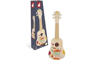 Janod - Youkoulélé en Bois Sunshine - Instrument de Musique Enfant - Jouet d'Imitation et d'Éveil Musical - Peinture à l'Eau - Dès 3 Ans, J07636