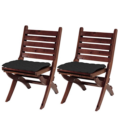 2x Sitzkissen Canberra, Stuhlkissen Kissen, 43x41x3cm ~ anthrazit - 3