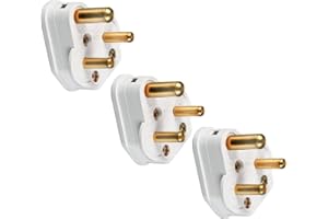 POLYPLAS 3 Pcs 5 Amp White Round 3 Pin Plug Round Pin Plugs Mains Plug Adaptor Mains Plug 3 Pin Lighting Plugs for Home Lights Lamp