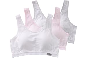 ACMEDE Sport BHS für Mädchen 3er Packung Baumwolle Trainings-BH Kinder Bustier Unterwäsche Geeignet Sportunterwäsche mit Pads 8-18 Jahre Damen Sport BH Yoga Bustier Gepolsterter Training 60-75KG