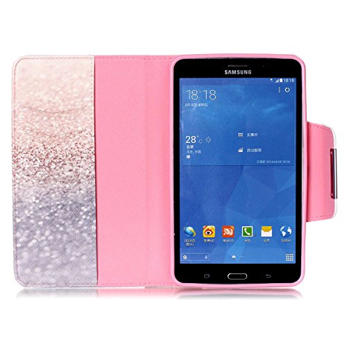 Galaxy Tab 4 7.0 Hülle Case,Galaxy Tab 4 7.0 SM-T230 / T231 / T235 Ledertasche,Ukayfe Muster Schutzhülle Leder Tasche für Samsung Galaxy Tab 4 7.0,Niedliche Cartoon Malerei Muster Bling Glitter Strass Design Slim Fit Folio PU leder Flip Cover im Bookstyle Kunstleder Schutzhülle Cover Tasche mit Ständer für Samsung Galaxy Tab 4 7.0 Zoll mit 1 x Schwarze Eingabestift - 6