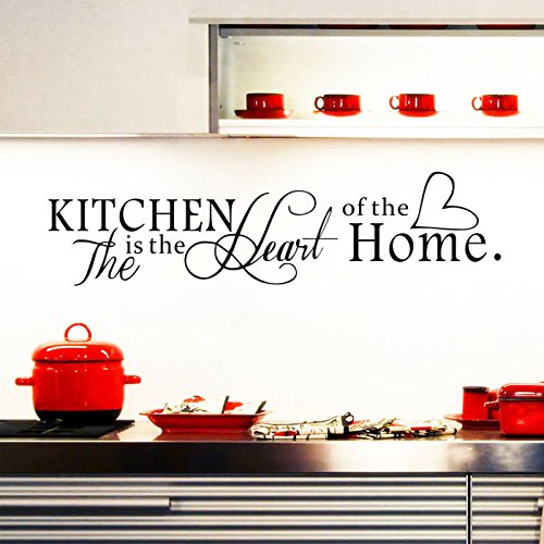 ufengke® "The Kitchen is the Heart of the Home" Wandtattoo Spruch Zitat, Wandaufkleber Wandbilder für Küche und Esszimmer