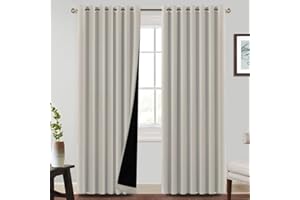 H.Versailtex 100% Blackout Curtains,Thermal Insulated & Warm Protecting Curtains Eyelet for Living Room, Bedroom,90 x 90 Inch,2 Panels,Cream Natural Curtains