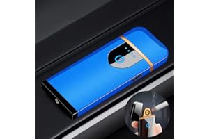 Deluisho Gas Mechero Electrónico de Arco - Carga USB, Resistente al Viento, Táctil Duradero - Encendedor de Cigarrillos de Bolsillo (Azul)
